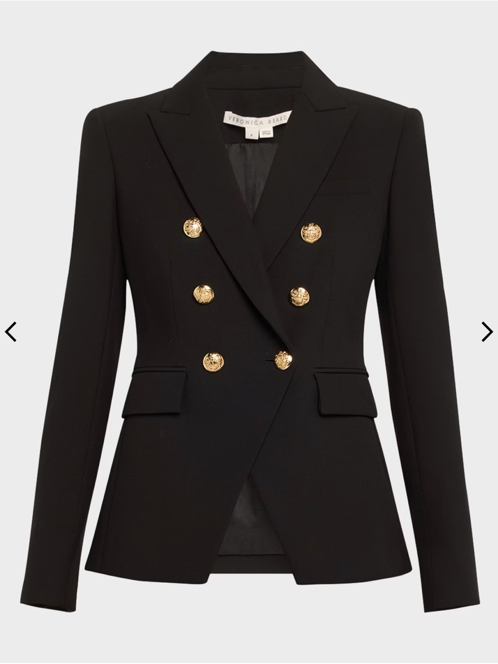 Veronica Beard Miller Black Double-Breasted Blazer with Gold Buttons